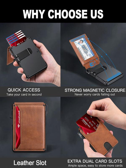 💼 68% RABATT! 🛡️ Schlankes Herren-Portemonnaie mit RFID-Schutz – Kartenfächer, Münzfach & Aluminium-Geldklammer 💳