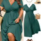 👗 50% RABATT! ⏰ Midi-Kleid in Übergröße mit V-Ausschnitt & Rüschen – Kurze Ärmel, weicher Stoff – Perfekt für warme Tage, elegante Anlässe oder den Alltag – bequem & stilvoll ✨🌸