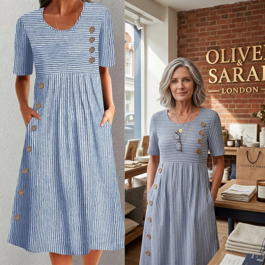 💐70% RABATT! Zeitloses gestreiftes MidikleidF für Frühling/Sommer