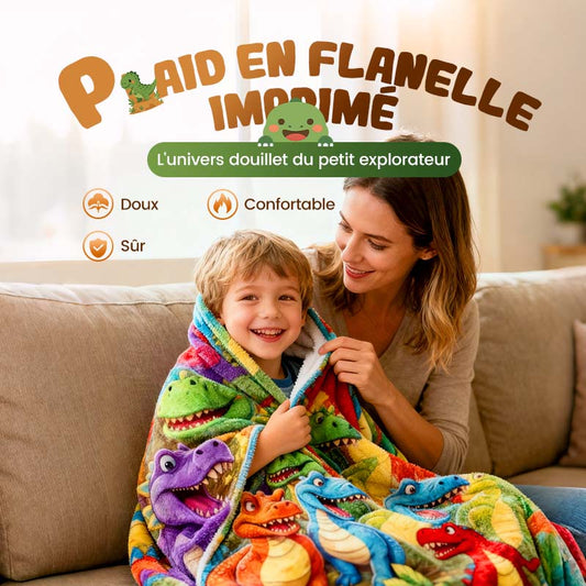 🎁Dernier jour, 49 % de réduction🔥 Jolie flanelle imprimée numérique HD avec des dinosaures souriants🦖