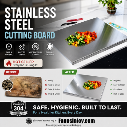 🔥 NUR KURZE ZEIT: 50% RABATT! 🥩 304 Edelstahl-Schneidebrett – Robust, hygienisch & leicht zu reinigen ✨