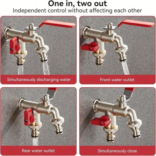 🚰 50% RABATT! 🔧 WRAS-zugelassener Doppelauslass-Außenhahn – Frostsicheres Messing, Eingebautes Rückschlagventil & Perfekt Für Garten & Hausgebrauch 🏠