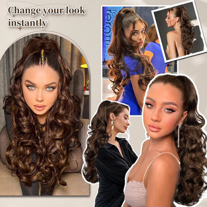 💜Promotion à durée limitée 50 % de réduction💜Extension de queue de cheval ondulée à clip
