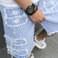📢📢61 % Rabatt!! 🩳Herren-Ripped-Denim-Shorts mit Fransen-Details🔥Modisch, trendy und bequem!🌊