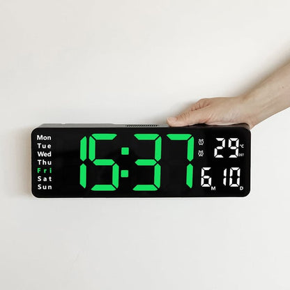 ⚡40cm große Digitaluhr mit Temperatur, Datum, automatischer Sommerzeit, Nachtlicht und automatischem Helligkeitsdimmer