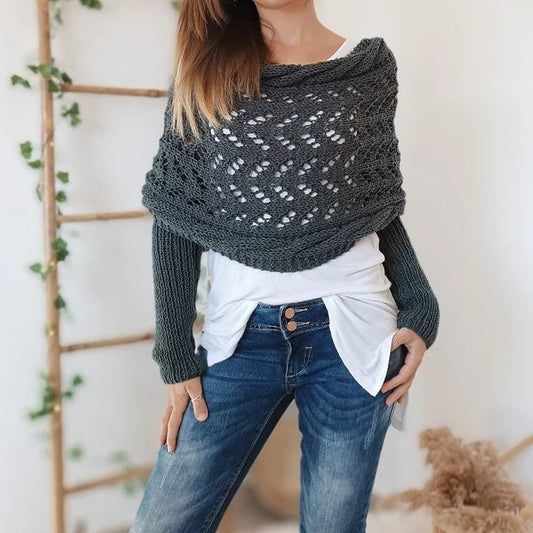 🍁2024 New for autumn✨Knitted Cable Wrap Shrugs For Women