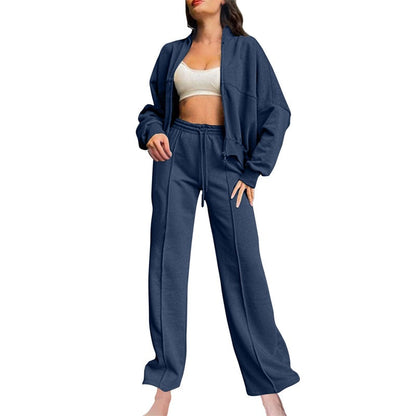 🍂Autumn discount 55%🍂Women's Long Sleeve Zip Coat Drawstring Sweatpants 2-Piece Sets