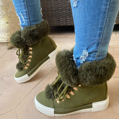 ✨Winter Offer💖Women's Faux Fur Lined High-Top Winter Sneakers