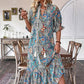 Damen Sommerkleid mit Tunika-Ausschnitt und Blumenmuster