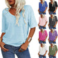 🔥Letzter Tag 63 % Rabatt🔥Einfarbiges Damen-T-Shirt mit V-Ausschnitt – 12 FARBEN