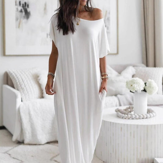 💎64 % Rabatt☀️🌿 Langes Sommerkleid für Damen – luftig, locker & einfarbig: Perfekt für heiße Tage. Kurzärmelig & knöchellang für maximalen Tragekomfort ✨🌸 Jetzt entdecken!