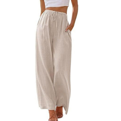 💎67% Rabatt 👖Damen Leinenhose, locker geschnittene Wide-Leg-Hose mit Taschen und Kordelzug, bequem und ideal für Freizeit und Alltag🌸