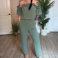 Schulterfreier Jumpsuit mit Volants