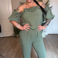 Schulterfreier Jumpsuit mit Volants