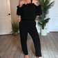 Schulterfreier Jumpsuit mit Volants