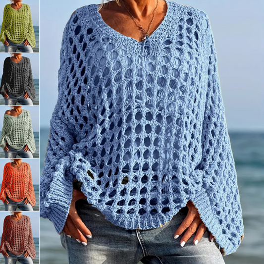 💎 -60% AUF DAMEN-HÄKELSTRICK-TOP ! 💎 Luftiges Strickdesign, Lockere Passform & 6 Farben Zur Wahl ✨