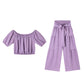 💎57% Rabatt👑Damen zweiteiliges Set: Schulterfreies Oberteil mit Puffärmeln und Weitbeinhose