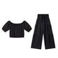 💎57% Rabatt👑Damen zweiteiliges Set: Schulterfreies Oberteil mit Puffärmeln und Weitbeinhose