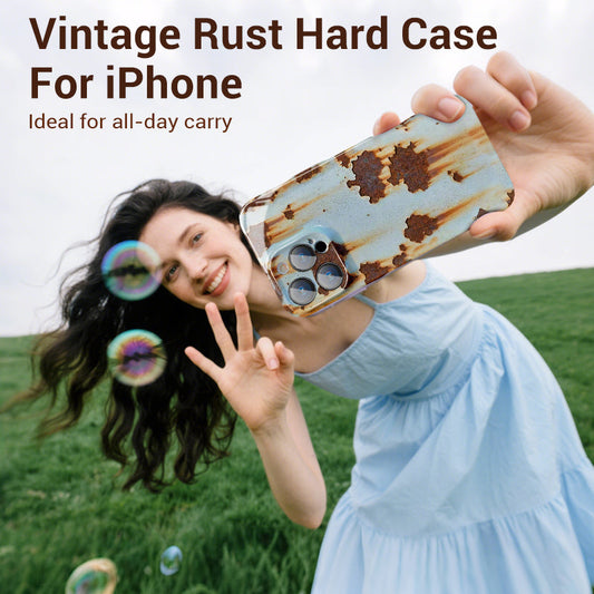 🏆📱Coque rigide Vintage Rust pour iPhone👑