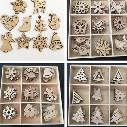 50/100 pièces Mini décorations de Noël en bois non finies