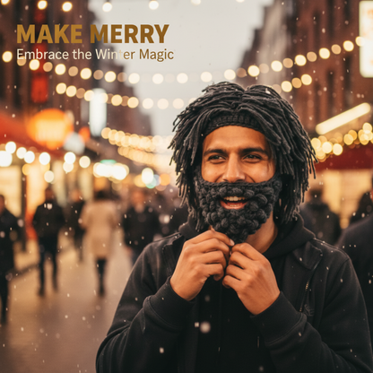 📢📢50 %  RABATT !! ⏰Punk-Style-Hut mit angebrachter einfacher Perücke und gestrickter Bart