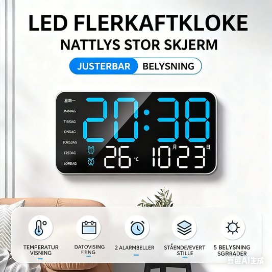 🕰️ 61% RABATT! 🌲 Moderne LED-Digital-Wanduhr – Multifunktional, Slim Design & Klare Anzeige für Skandinavisches Wohnen ✨