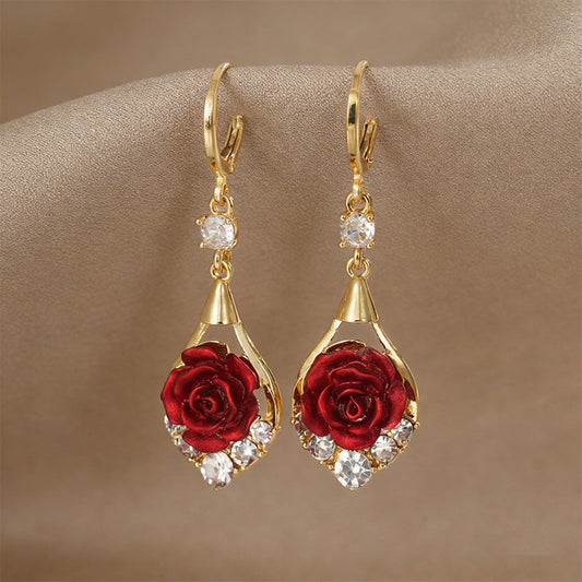 🌹  JETZT 50 % RABATT❗️ ✨ Elegante rote Rosen-Ohrringe – romantisches Design, hochwertige Verarbeitung und das perfekte Geschenk 💝