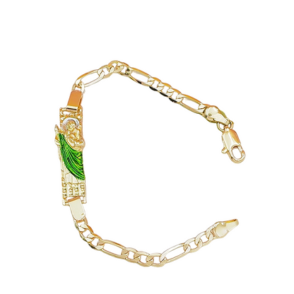 🔥60 % Rabatt🔆Zweifarbiges Vintage Armband mit St. Jude Anhänger – Klassisches Kettenarmband🙏🖤