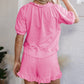 🌞Frühlingserwachen: 50% Rabatt!✨Stylisches 2-teiliges Damen-Set – Reißverschluss-Tee & Rüschensaum-Shorts für jeden Tag!