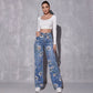💎65% Rabatt 👖Damenjeans mit Blumenmuster und geradem Bein【BEI 2 ARTIKELN VERSANDKOSTENFREI】✨