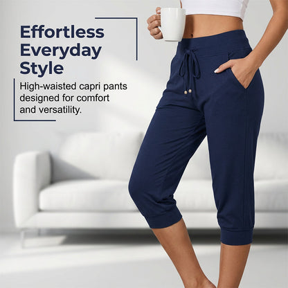🔥Solange der Vorrat reicht 54 % Rabatt!🎉Damen 3/4 Jogginghose – Strickstoff, Hoher Bund mit Kordelzug, Mit Taschen