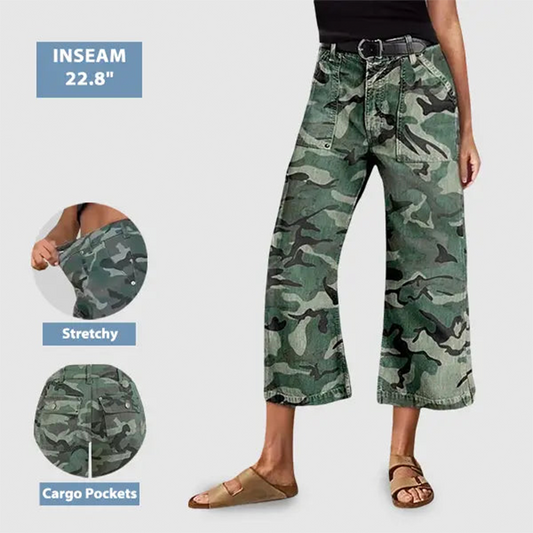 💎 58 % RABATT! 💎 Lässige, weite Camouflage-Crop-Hose – Hochgeschnitten, luftig geschnitten & mit coolem Streetstyle (S–3XL) 🌿👖