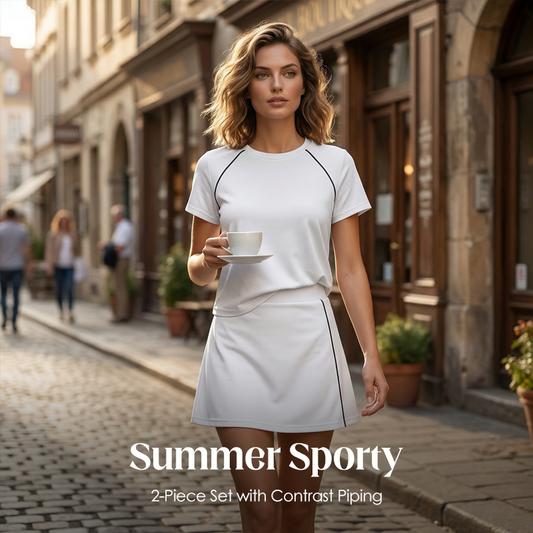 ✨ | 66% Rabatt❗️Sportliches 2-teiliges Sommer-Set mit Kontrastpaspel🧶