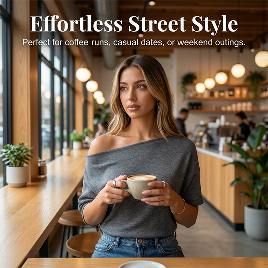 🔥🔥61 % Rabatt🌸Asymmetrisches Off-Shoulder-Oberteil mit Fledermausärmeln für Damen🍷