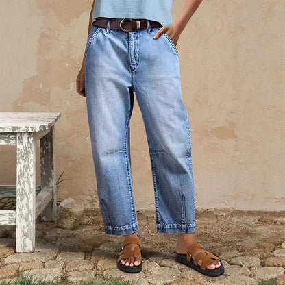 🛍️👖Damen-Jeans mit hoher Taille und verkürztem Schnitt
