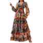 ⏳Nur für kurze Zeit: 54 % Rabatt⏰Romantisches Blumenkleid mit V-Ausschnitt und Laternenärmeln👗