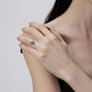 🖤 Silberfarbener Boho-Ring mit schwarzem Tropfenstein und Rankenmuster