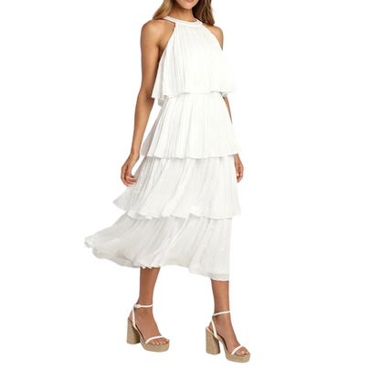 🌞Frühlingserwachen: 69% Rabatt!✨Elegantes Resort-Kleid: Fließendes Neckholder-Sommerkleid mit Plissee-Falten