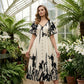 👗 63% RABATT! 🌿 Elegantes Botanisch Bedrucktes V-Ausschnitt-Midikleid – Leicht, Vielseitig & Perfekt Für Jeden Anlass 🌸