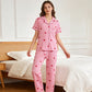 😊60 % Rabatt 🌸Damen-Pyjama-Set mit Herzprint und Streifen☁️Hautpflege, leicht wie eine Wolke