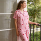 😊60 % Rabatt 🌸Damen-Pyjama-Set mit Herzprint und Streifen☁️Hautpflege, leicht wie eine Wolke