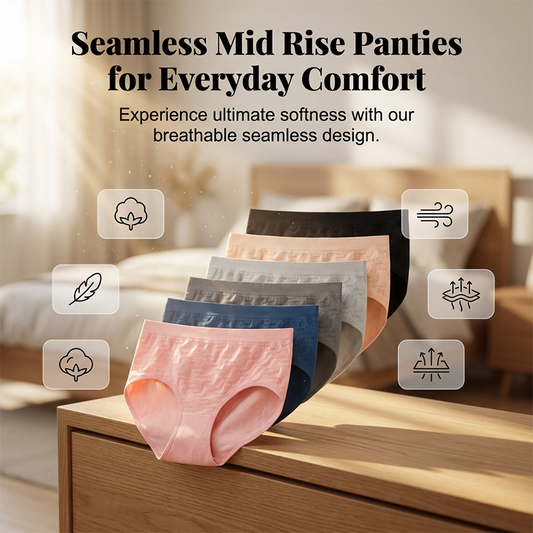 🌸59% Rabatt☁️6er-Pack nahtlose Komfort-Slips für Damen mit mittlerer Leibhöhe🌷