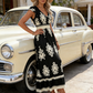 💥53% SPAREN✨🔥Fließendes Maxikleid für Damen mit V-Ausschnitt und Barockmuster🌸Das lockere Design mit feinen Mustern sorgt für angenehme Kühle im Sommer👑