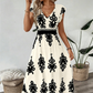 💥53% SPAREN✨🔥Fließendes Maxikleid für Damen mit V-Ausschnitt und Barockmuster🌸Das lockere Design mit feinen Mustern sorgt für angenehme Kühle im Sommer👑