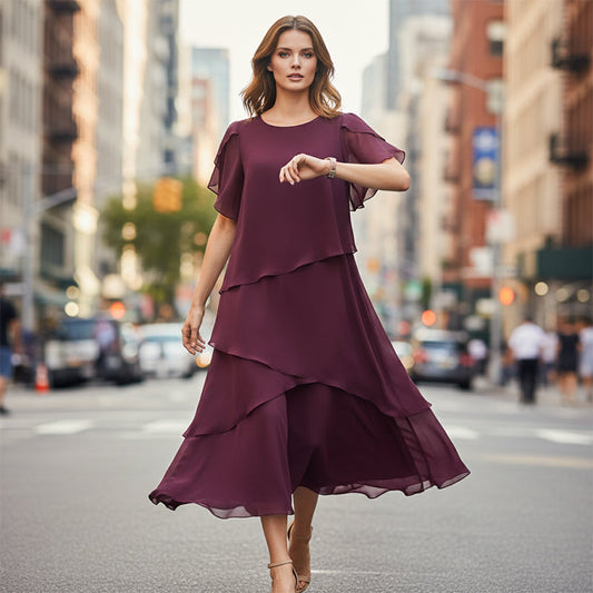 💎63 % Rabatt 🌸Elegantes Kleid mit Lagenlook und Flatterärmeln 👗Eine bezaubernde Dame verdient immer ein passendes Kleid ❤️