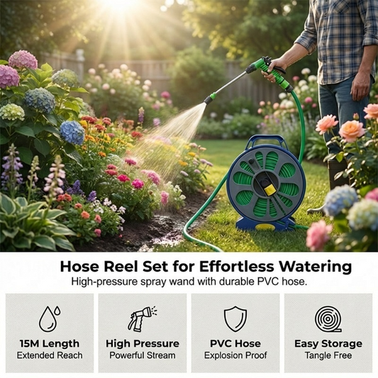 🌱51% Rabatt 💧Gartenschlauchaufroller mit Sprühdüse🍃Wasserfest, strapazierfähig, leicht zu transportieren und kraftsparend!💪