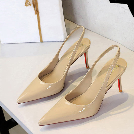 💎54% Rabatt 👠Lackleder-Stilettos mit spitzer Zehenpartie und Fersenriemen für Damen💃Ich bin die Königin – ich strahle vor Selbstbewusstsein👑