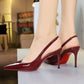 💎54% Rabatt 👠Lackleder-Stilettos mit spitzer Zehenpartie und Fersenriemen für Damen💃Ich bin die Königin – ich strahle vor Selbstbewusstsein👑