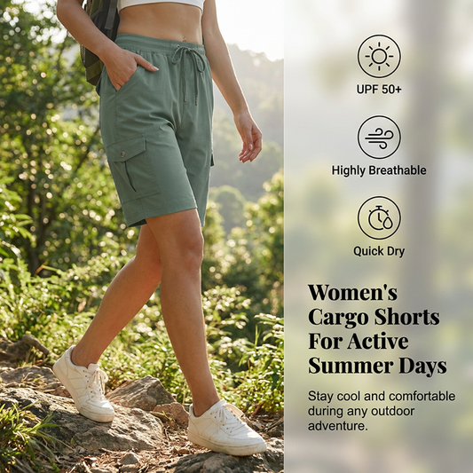 Cargo-Shorts 🩳 — Mit Seiten- & Cargotaschen: Viel Stauraum + Diebstahlschutz. UPF 50+ Sonnenschutz | Schnelltrocknender Stoff | Relaxed Fit mit Kordelzug | Ideal für Outdoor-Wanderungen 🏞️