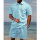 🔥70% Rabatt 👕🩳Herren-Zweiteiler mit Rautenstruktur: Kurzarmhemd mit Kragen & Shorts mit Kordelzug🌊